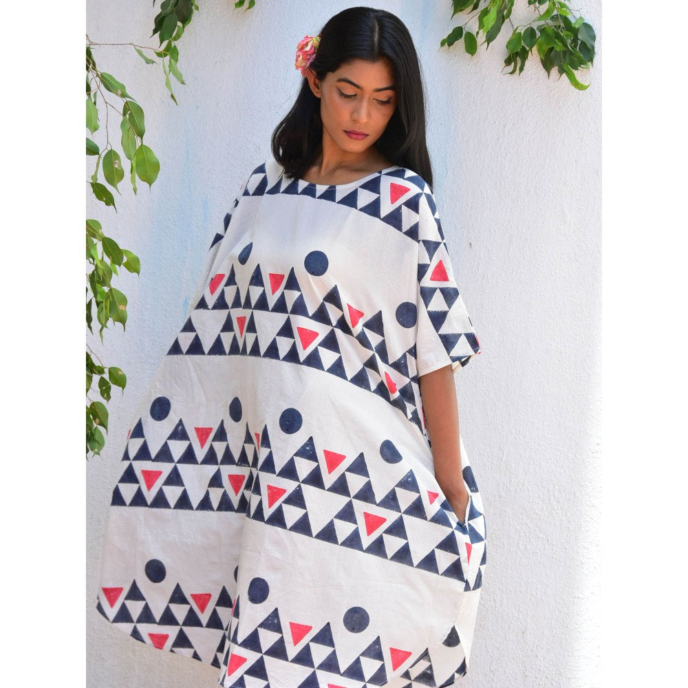 Chidiyaa Vanilla Moon Moonlit Handblock Printed Cotton Dress
