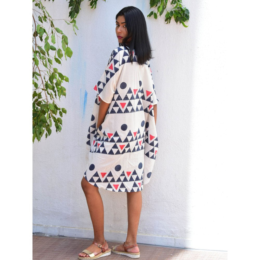 Chidiyaa Vanilla Moon Moonlit Handblock Printed Cotton Dress
