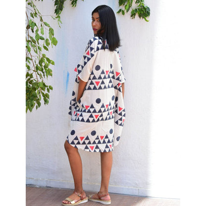 Chidiyaa Vanilla Moon Moonlit Handblock Printed Cotton Dress