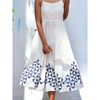 Chidiyaa Vanilla Moon Twilight Handblock Printed Cotton Dress