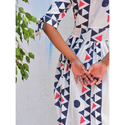 Chidiyaa Vanilla Moon Dreamcatcher Handblock Printed Cotton Dress