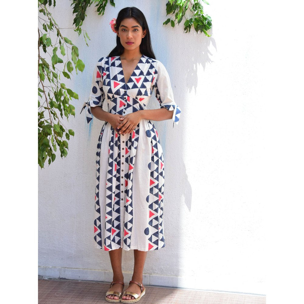 Chidiyaa Vanilla Moon Dreamcatcher Handblock Printed Cotton Dress