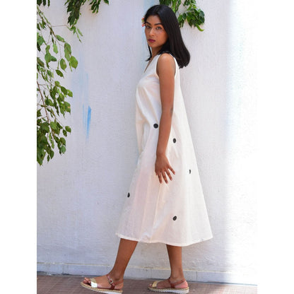 Chidiyaa Vanilla Moon Lunar Lace Handblock Printed Cotton Dress