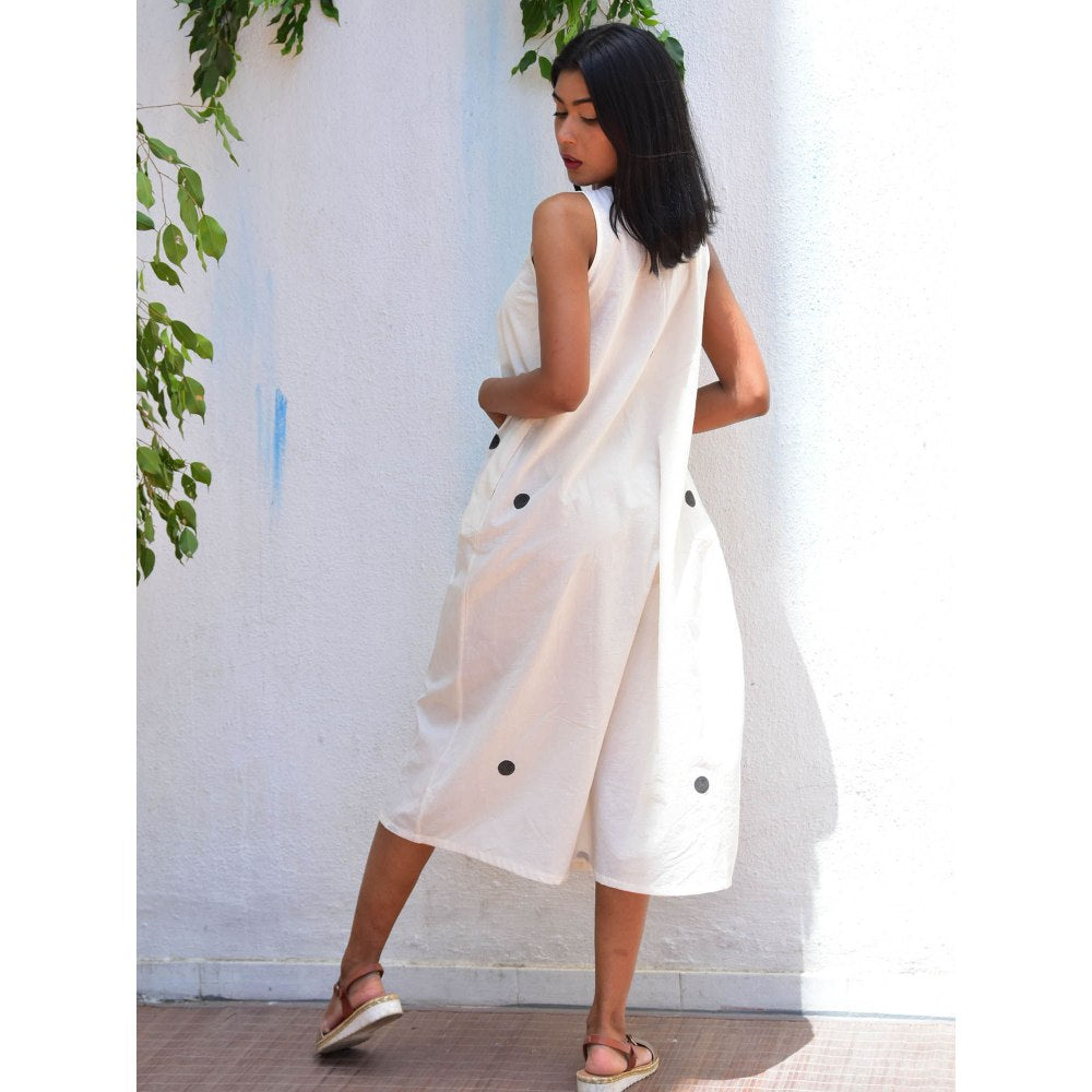 Chidiyaa Vanilla Moon Lunar Lace Handblock Printed Cotton Dress