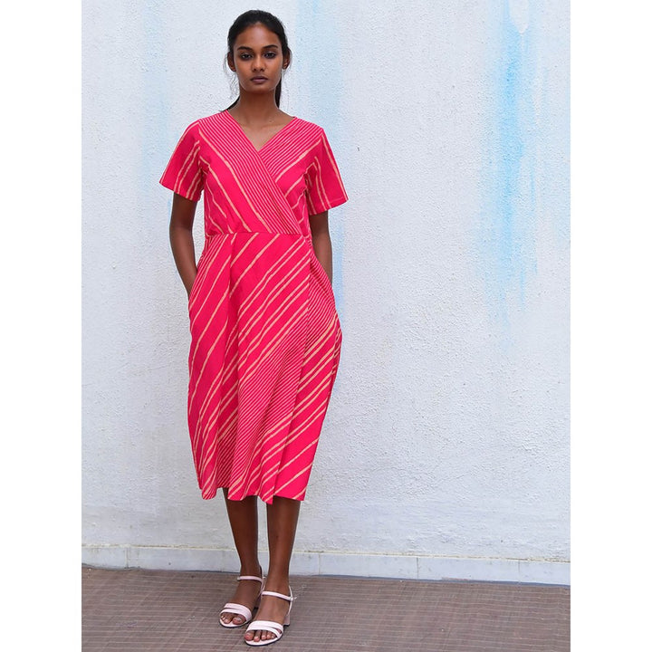 Chidiyaa Humming Bird Ethereal Essence Pink Handblock Printed Cotton Dress