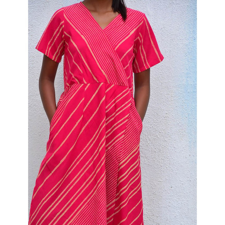 Chidiyaa Humming Bird Ethereal Essence Pink Handblock Printed Cotton Dress