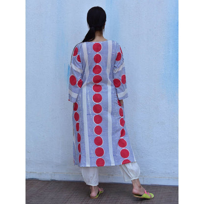 Chidiyaa Rain Dancing Breezy Rainfall Hand Block Printed Cotton Multi-Color Kurta (Set of 2)