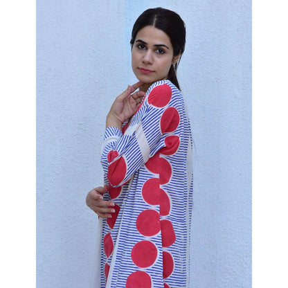 Chidiyaa Rain Dancing Breezy Rainfall Hand Block Printed Cotton Multi-Color Kurta (Set of 2)