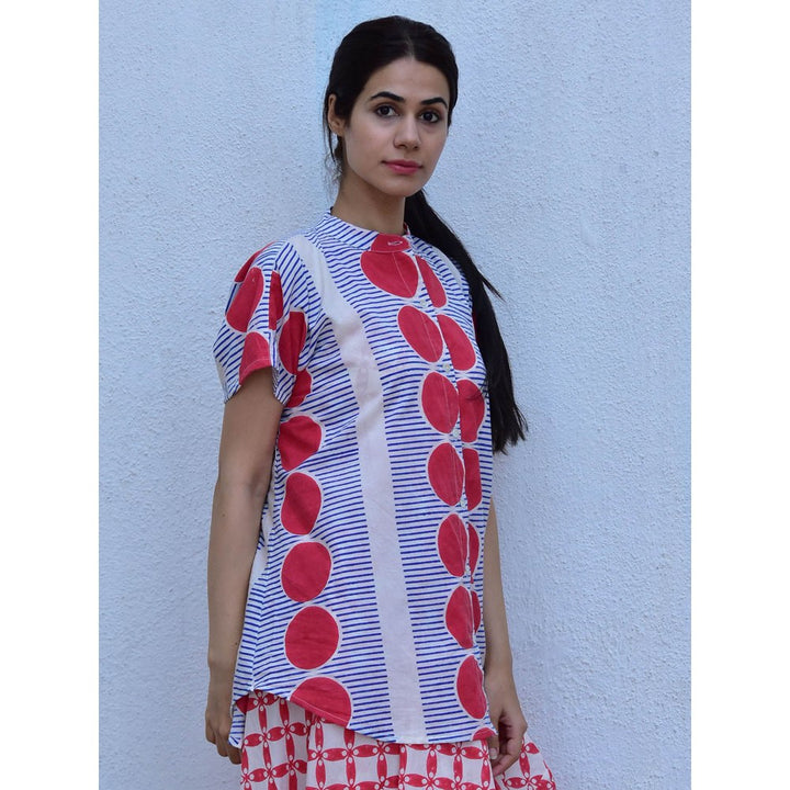 Chidiyaa Rain Dancing Rainy Retreat Hand Block Printed Cotton Multi-Color Shirt