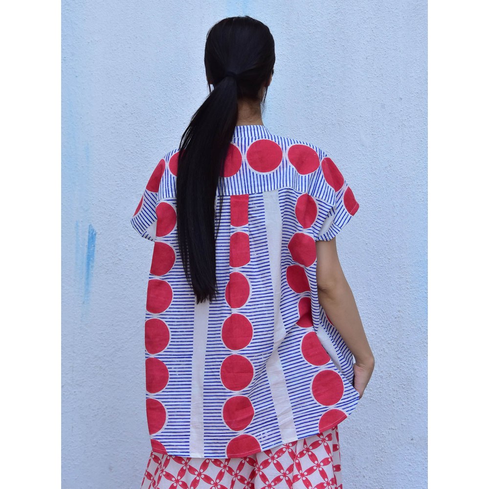 Chidiyaa Rain Dancing Rainy Retreat Hand Block Printed Cotton Multi-Color Shirt
