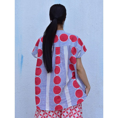 Chidiyaa Rain Dancing Rainy Retreat Hand Block Printed Cotton Multi-Color Shirt