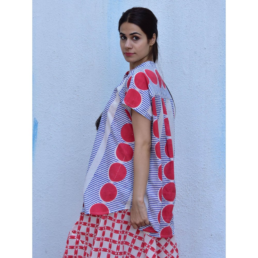 Chidiyaa Rain Dancing Rainy Retreat Hand Block Printed Cotton Multi-Color Shirt