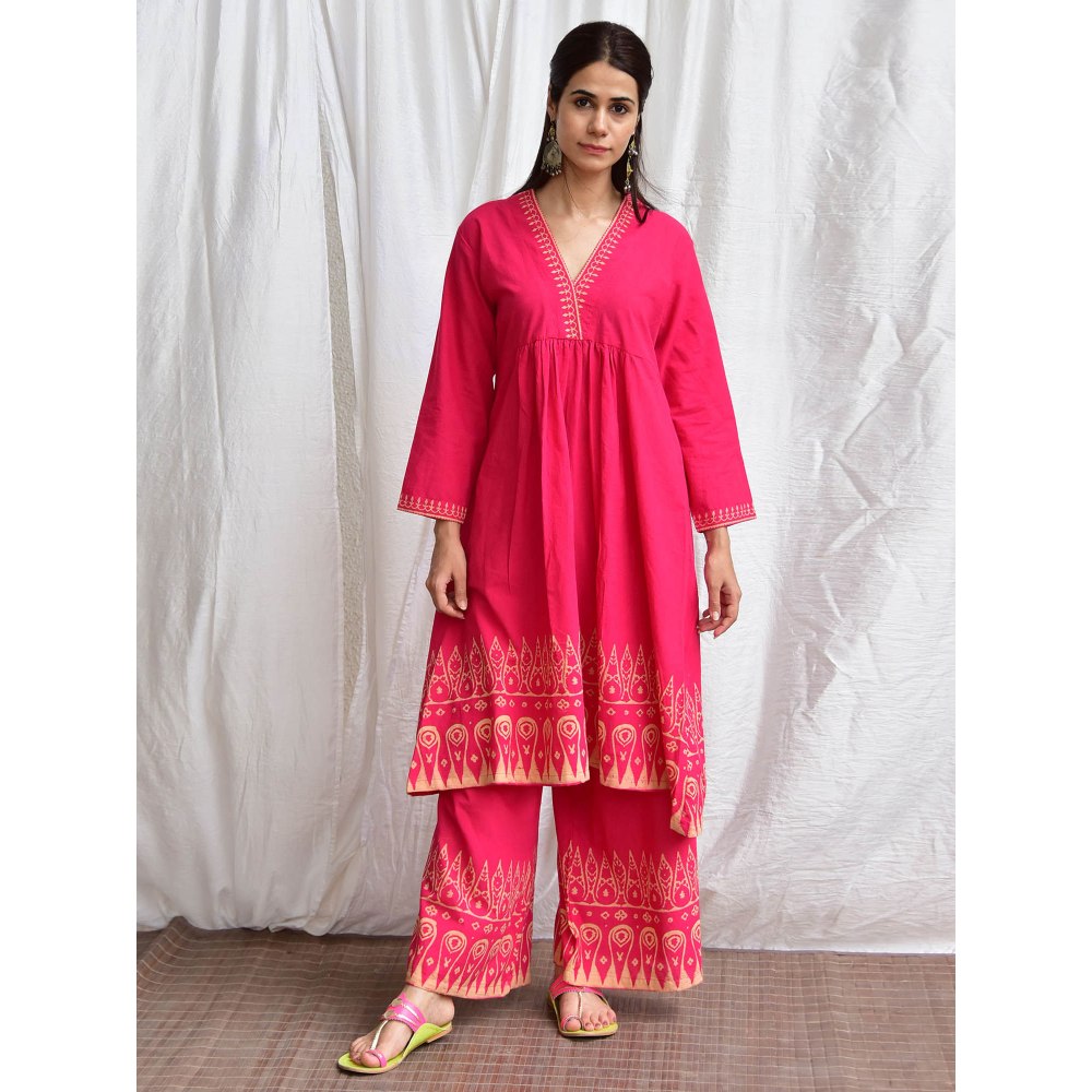 Chidiyaa Smell of Rain Kamal Hand Block Printed Cotton Kurta (Set of 2)