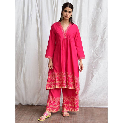 Chidiyaa Smell of Rain Kamal Hand Block Printed Cotton Kurta (Set of 2)