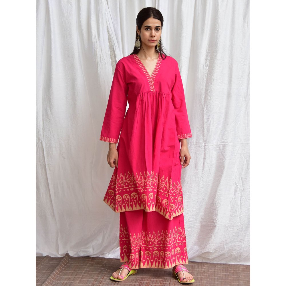 Chidiyaa Smell of Rain Kamal Hand Block Printed Cotton Kurta (Set of 2)