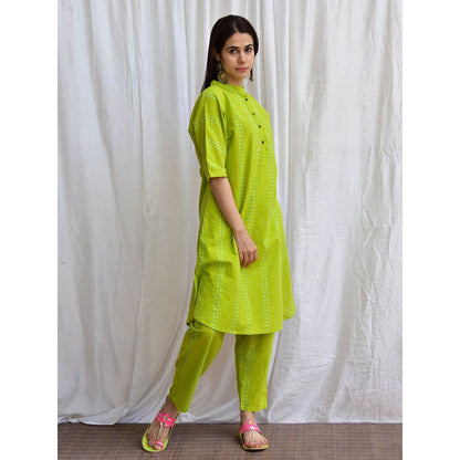 Chidiyaa Smell of Rain Mossy Meadows Hand Block Printed Cotton Kurta (Set of 2)