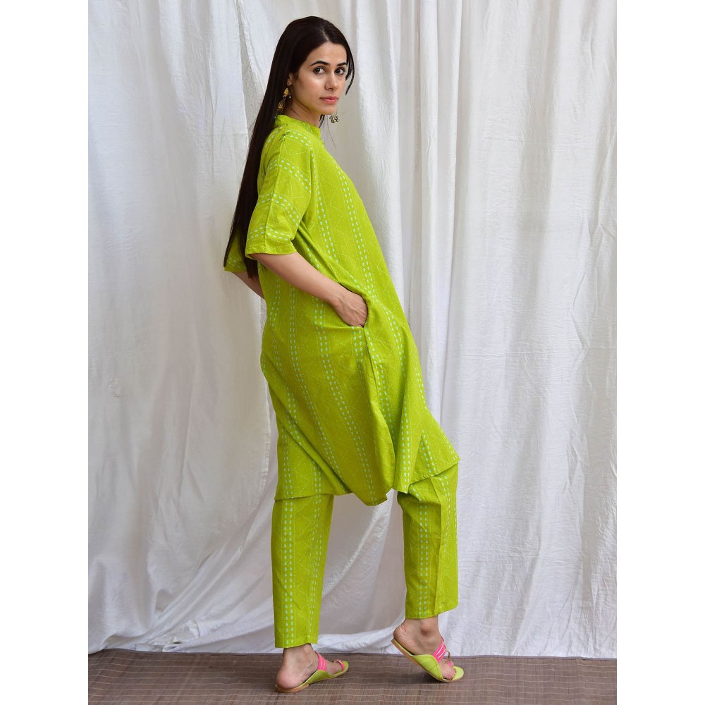 Chidiyaa Smell of Rain Mossy Meadows Hand Block Printed Cotton Kurta (Set of 2)