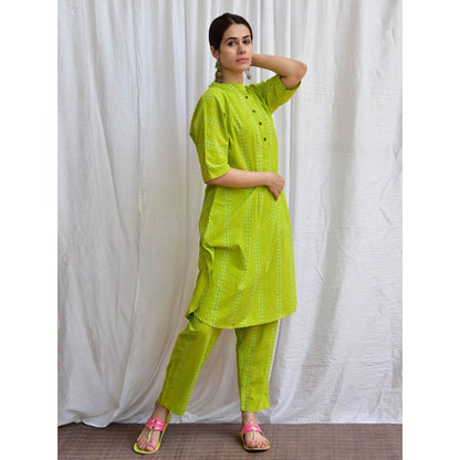Chidiyaa Smell of Rain Mossy Meadows Hand Block Printed Cotton Kurta (Set of 2)