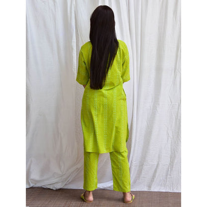 Chidiyaa Smell of Rain Mossy Meadows Hand Block Printed Cotton Kurta (Set of 2)