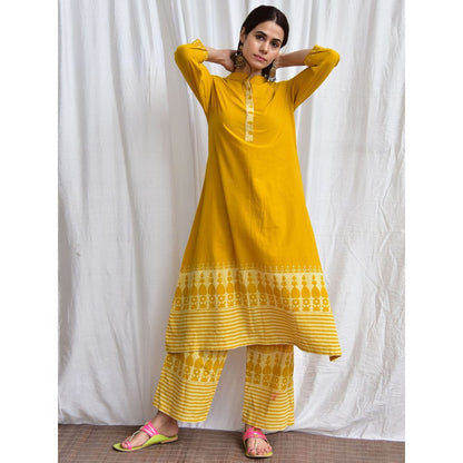 Chidiyaa Smell of Rain Baisakhi Hand Block Printed Cotton Kurta (Set of 2)