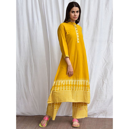 Chidiyaa Smell of Rain Baisakhi Hand Block Printed Cotton Kurta (Set of 2)