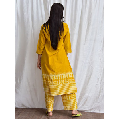 Chidiyaa Smell of Rain Baisakhi Hand Block Printed Cotton Kurta (Set of 2)