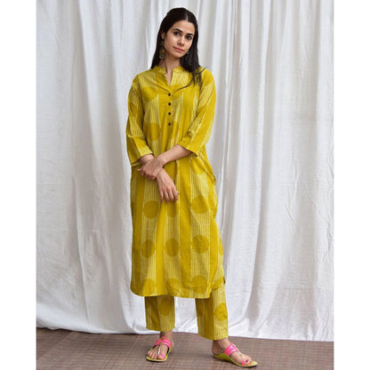 Chidiyaa Smell of Rain Sarso Hand Block Printed Cotton Kurta (Set of 2)