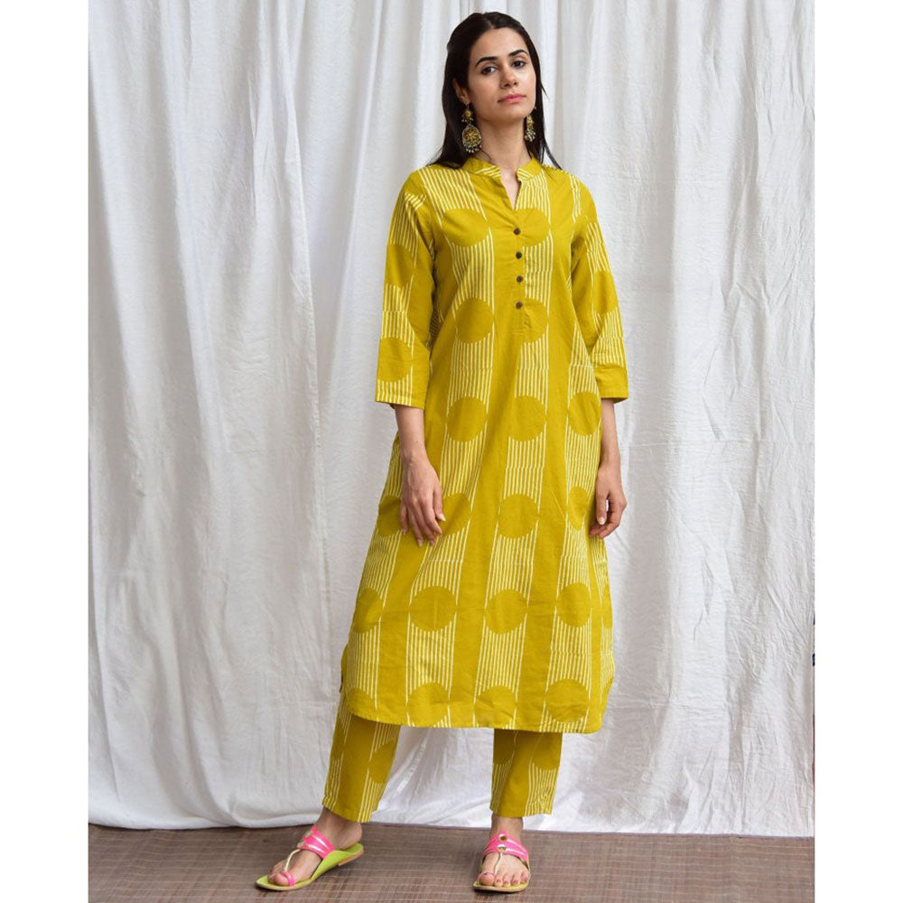 Chidiyaa Smell of Rain Sarso Hand Block Printed Cotton Kurta (Set of 2)