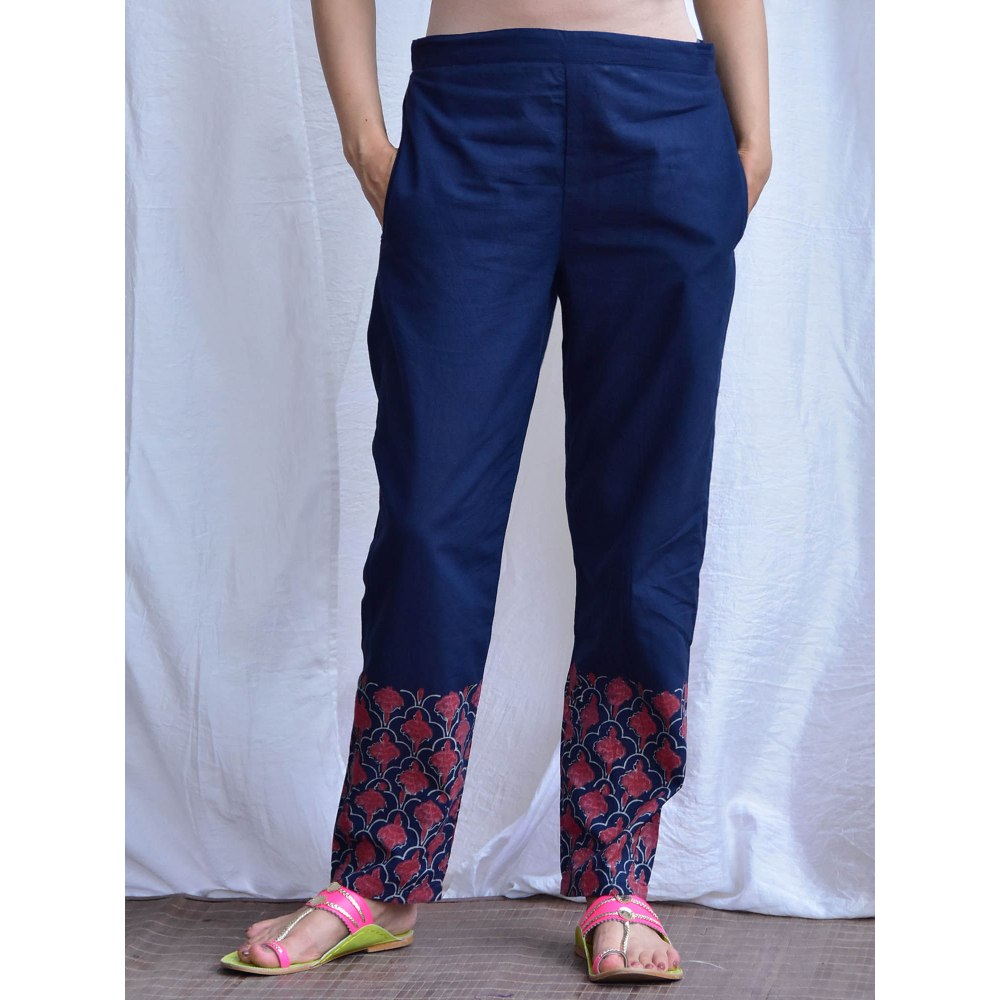Chidiyaa Smell of Rain Midnight Hand Block Printed Cotton Kurta (Set of 2)