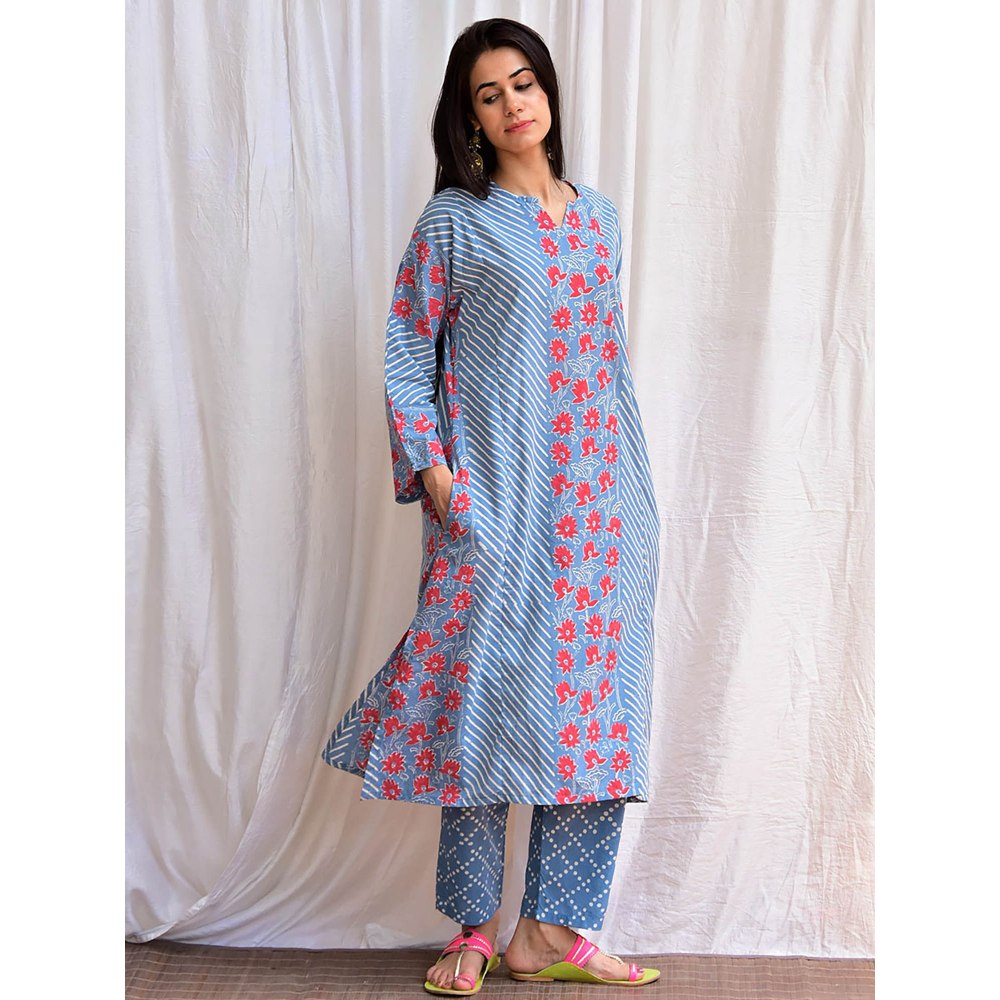 Chidiyaa Smell of Rain Jal Kusum Hand Block Printed Cotton Kurta (Set of 2)