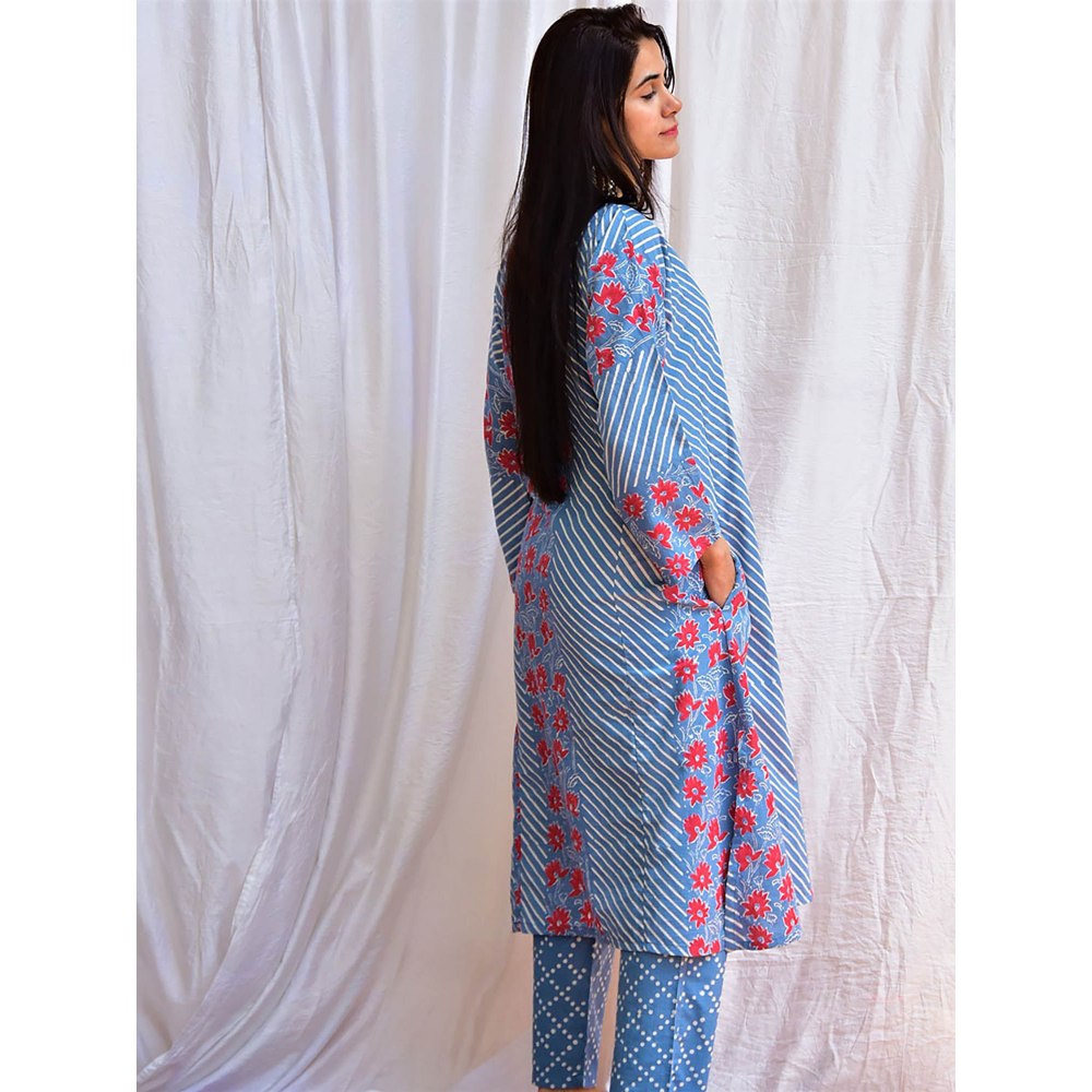 Chidiyaa Smell of Rain Jal Kusum Hand Block Printed Cotton Kurta (Set of 2)