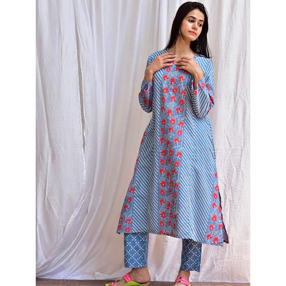 Chidiyaa Smell of Rain Jal Kusum Hand Block Printed Cotton Kurta (Set of 2)