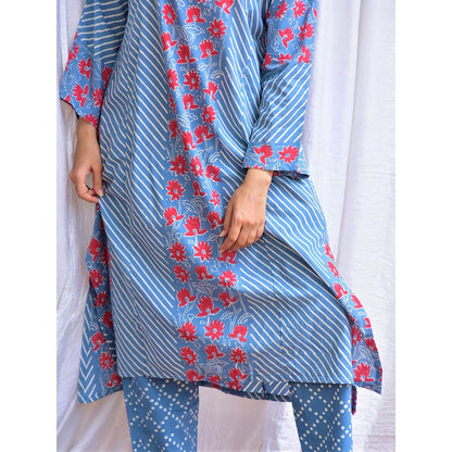Chidiyaa Smell of Rain Jal Kusum Hand Block Printed Cotton Kurta (Set of 2)
