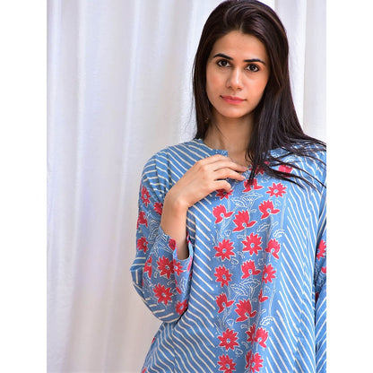 Chidiyaa Smell of Rain Jal Kusum Hand Block Printed Cotton Kurta (Set of 2)