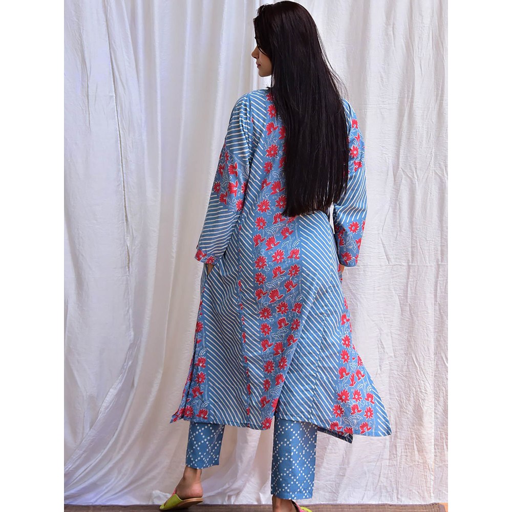 Chidiyaa Smell of Rain Jal Kusum Hand Block Printed Cotton Kurta (Set of 2)