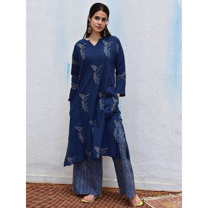 Chidiyaa Smell of Rain Indian Ocean Hand Block Printed Cotton Kurta (Set of 2)