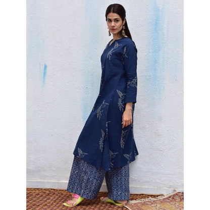 Chidiyaa Smell of Rain Indian Ocean Hand Block Printed Cotton Kurta (Set of 2)