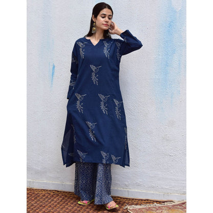 Chidiyaa Smell of Rain Indian Ocean Hand Block Printed Cotton Kurta (Set of 2)
