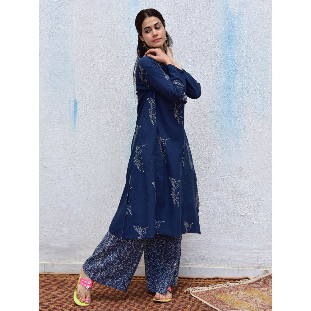 Chidiyaa Smell of Rain Indian Ocean Hand Block Printed Cotton Kurta (Set of 2)