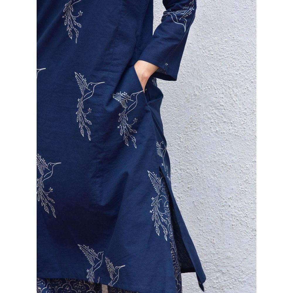 Chidiyaa Smell of Rain Indian Ocean Hand Block Printed Cotton Kurta (Set of 2)