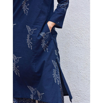 Chidiyaa Smell of Rain Indian Ocean Hand Block Printed Cotton Kurta (Set of 2)