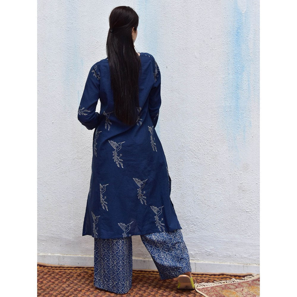 Chidiyaa Smell of Rain Indian Ocean Hand Block Printed Cotton Kurta (Set of 2)