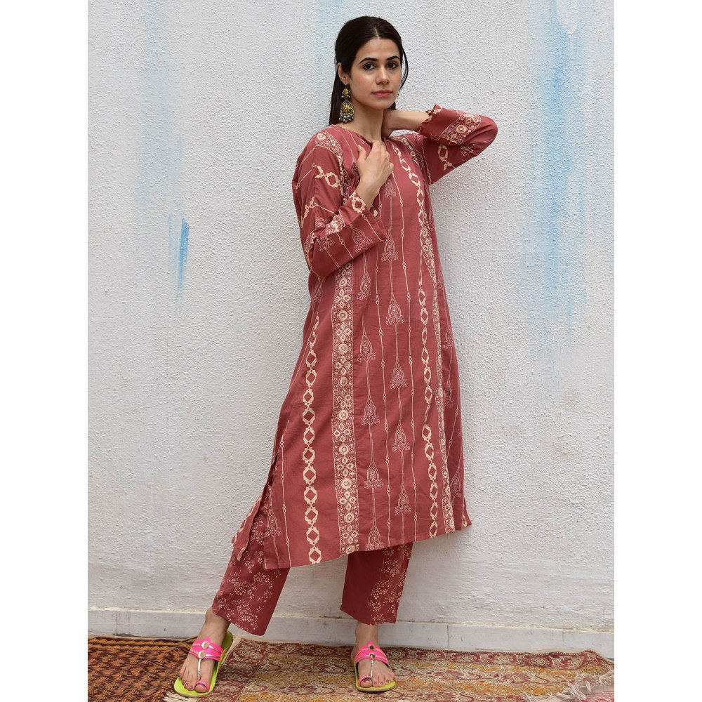 Chidiyaa Smell of Rain Pottery Hand Block Printed Cotton Kurta (Set of 2)