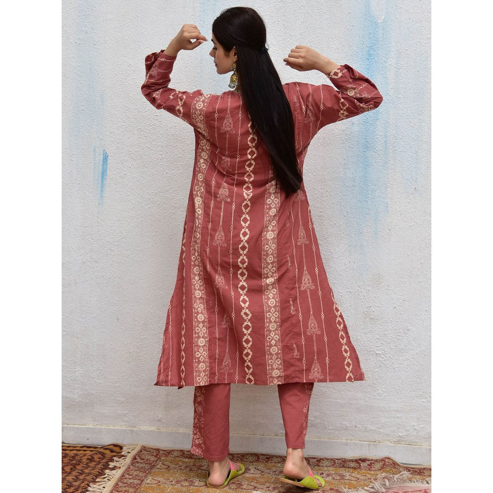Chidiyaa Smell of Rain Pottery Hand Block Printed Cotton Kurta (Set of 2)