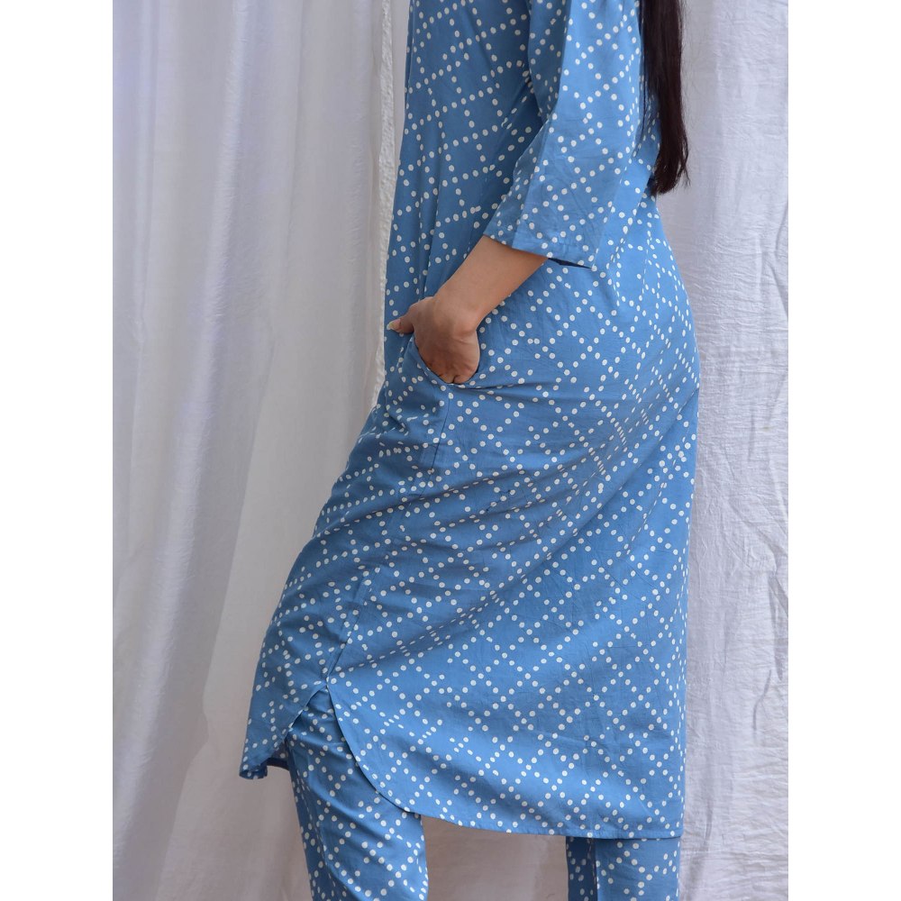 Chidiyaa Smell of Rain Mahzarin Hand Block Printed Cotton Kurta (Set of 2)