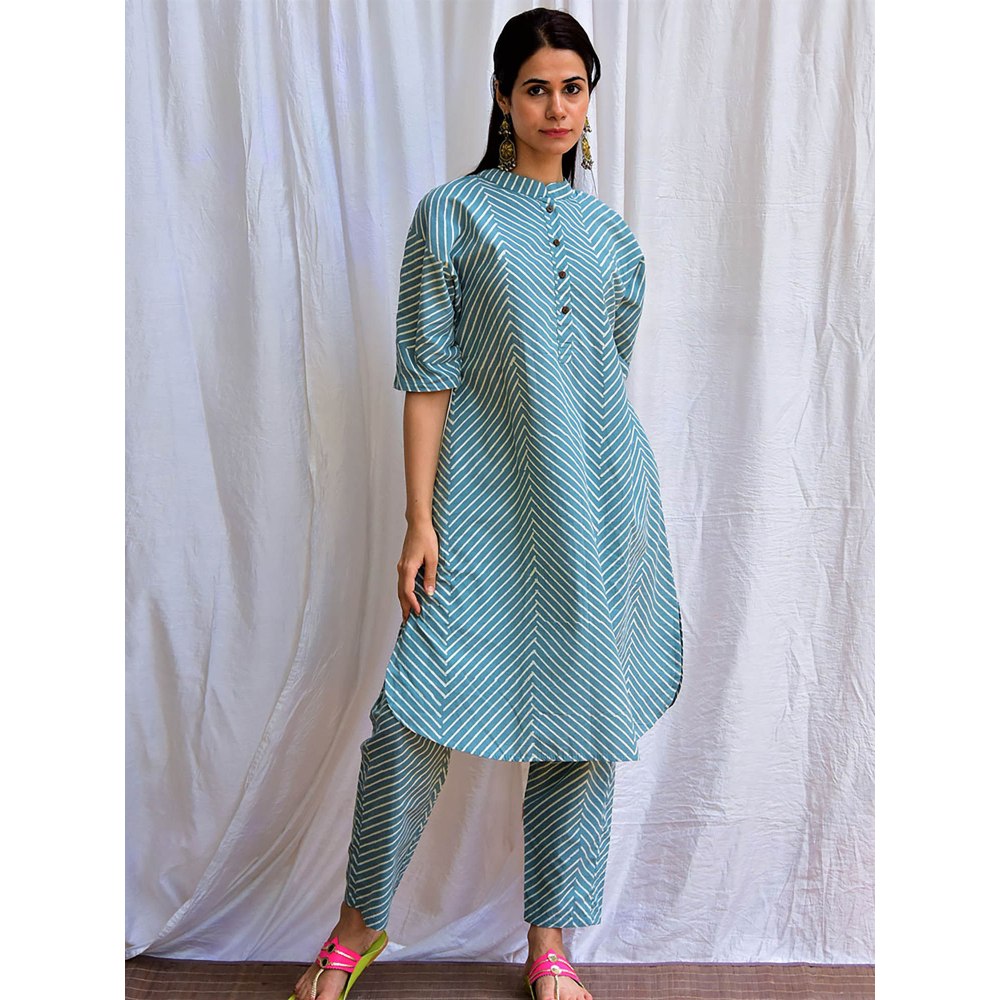 Chidiyaa Smell of Rain Above the Skies Hand Block Printed Cotton Kurta (Set of 2)