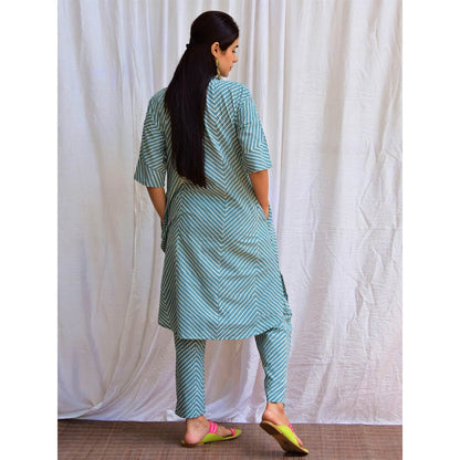 Chidiyaa Smell of Rain Above the Skies Hand Block Printed Cotton Kurta (Set of 2)