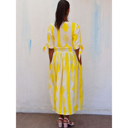 Chidiyaa Smell of Rain Pondicherry Hand Block Printed Cotton Dress