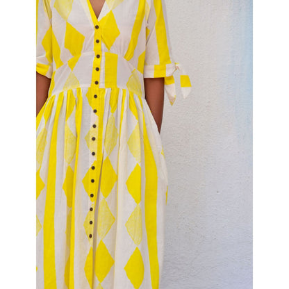 Chidiyaa Smell of Rain Pondicherry Hand Block Printed Cotton Dress