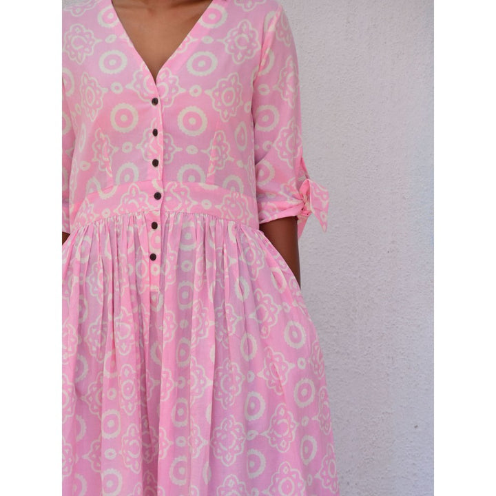 Chidiyaa Smell of Rain Gulpha Hand Block Printed Cotton Dress